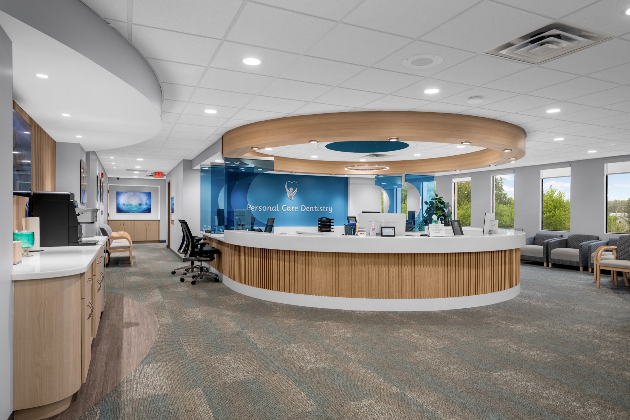 Personal Care Dentistry reception desk and waiting area